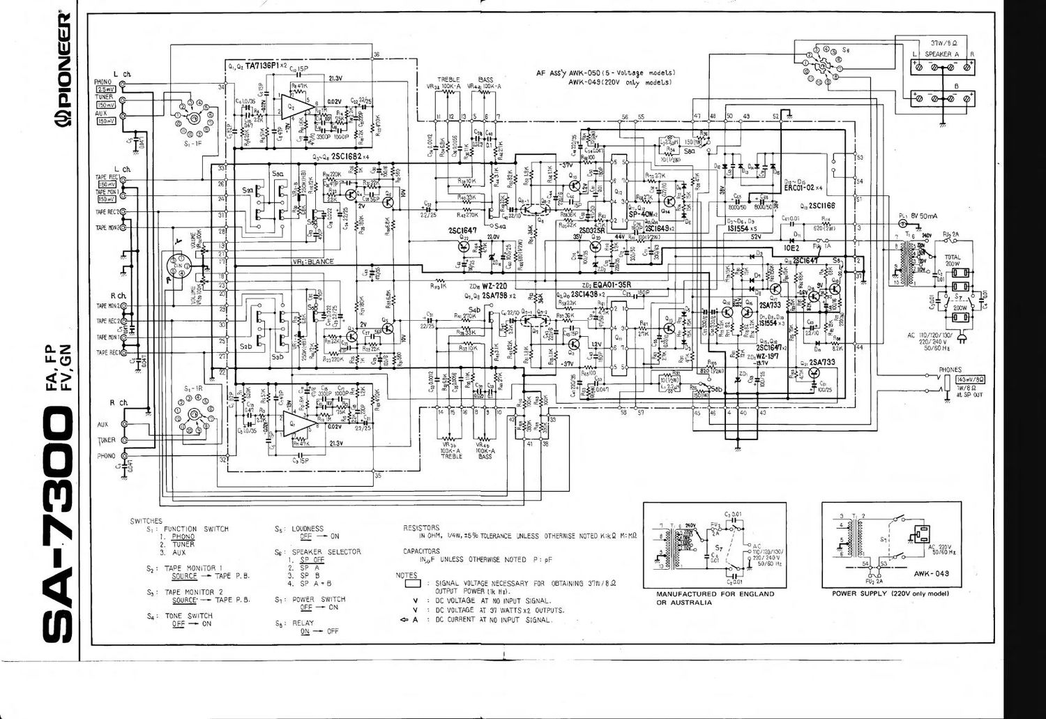 Pioneer SA 7300 Schematic