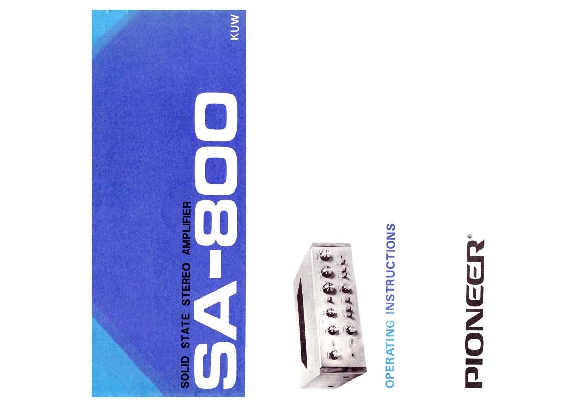 Pioneer SA 800 Owners Manual