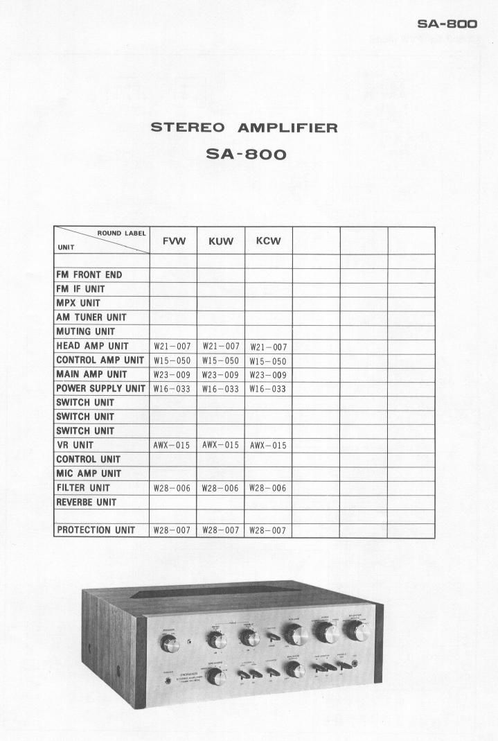Pioneer SA 800 Schematic