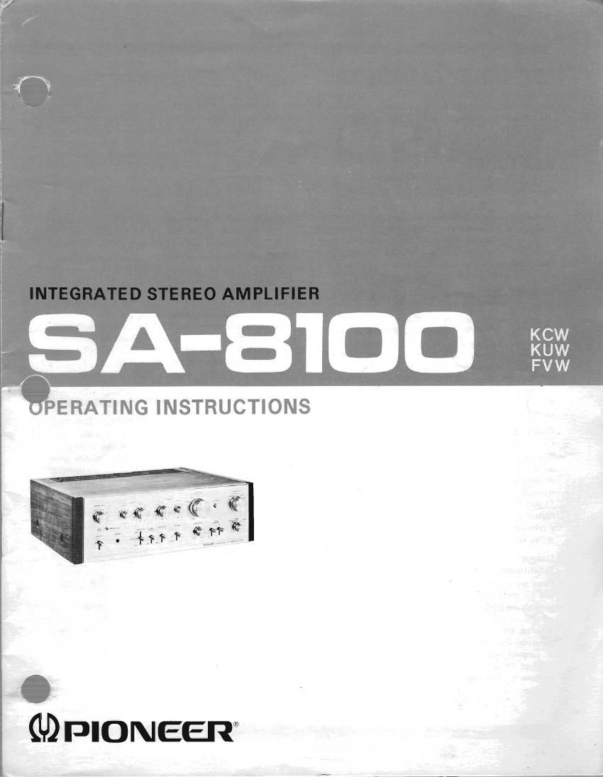 Pioneer SA 8100 Owners Manual