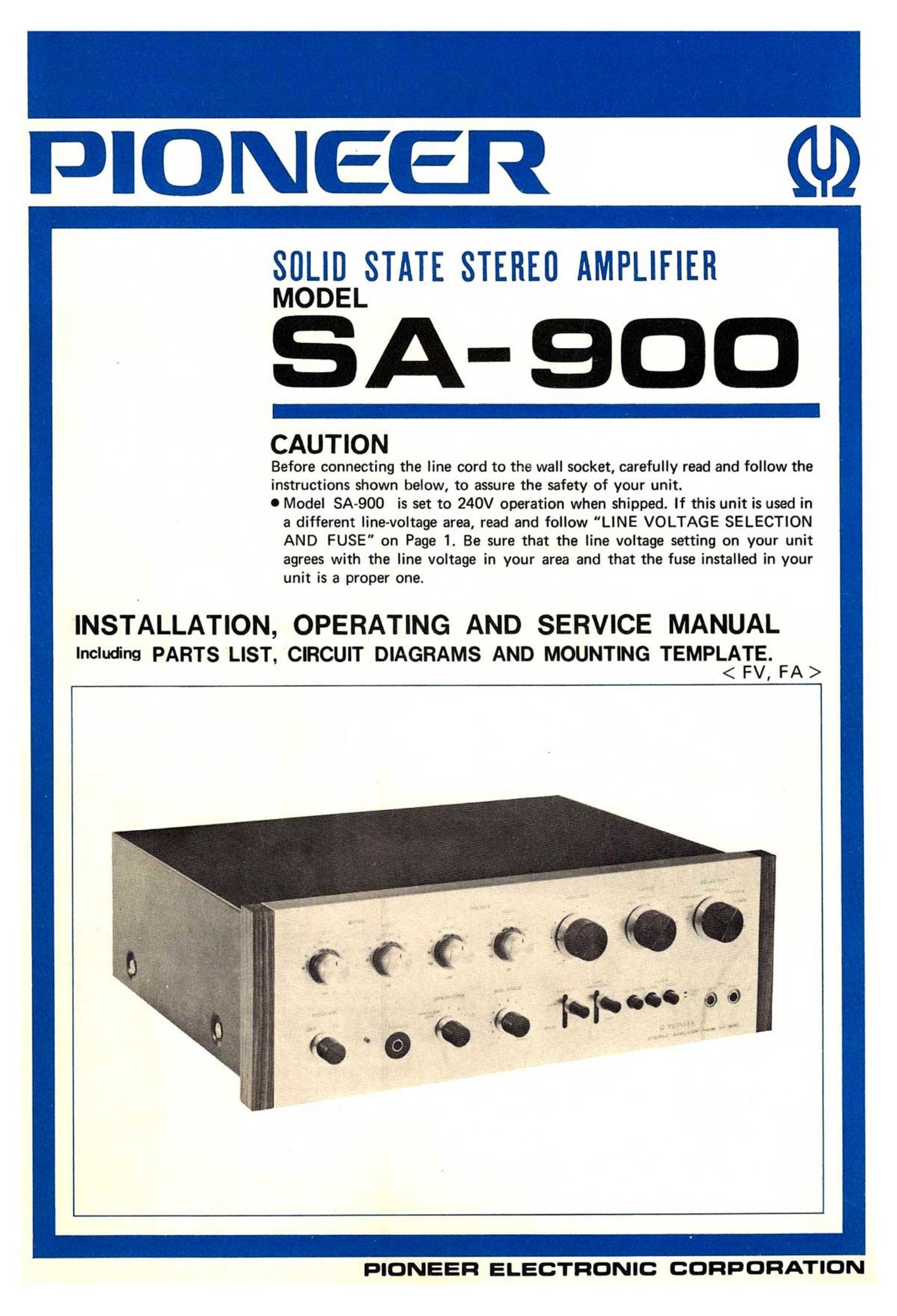 Pioneer SA 900 Service Manual