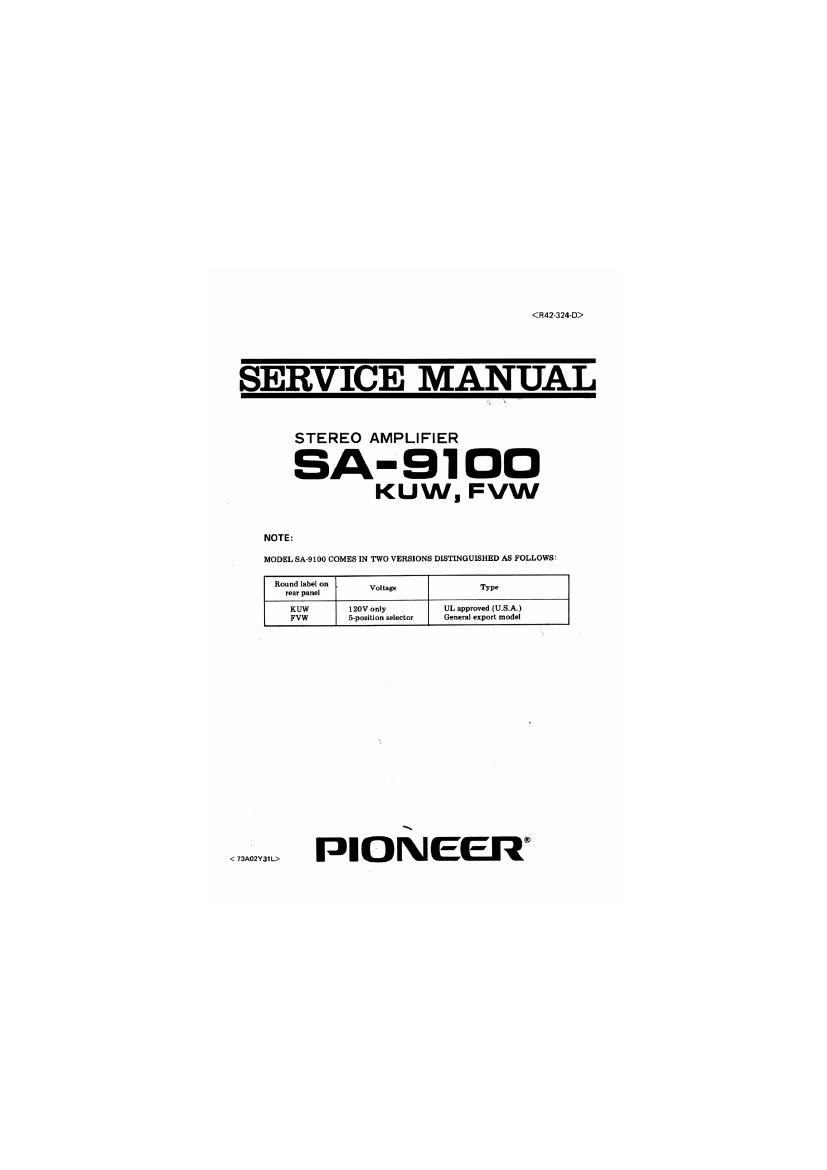 Pioneer SA 9100 Schematic