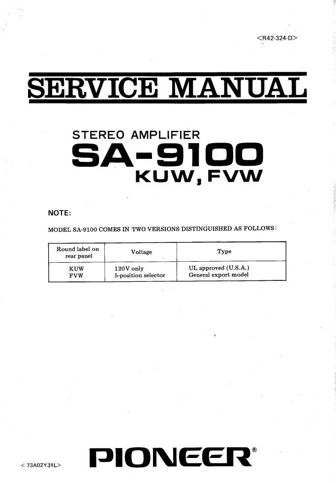 Pioneer SA 9100 Service Manual