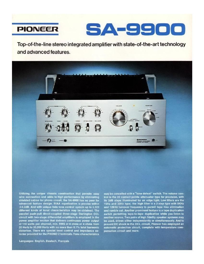 Pioneer SA 9900 Brochure