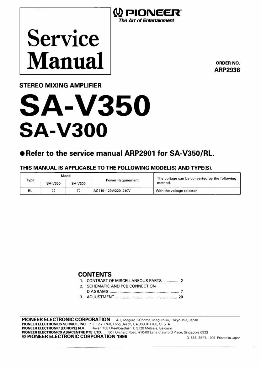 pioneer sav 300 service manual
