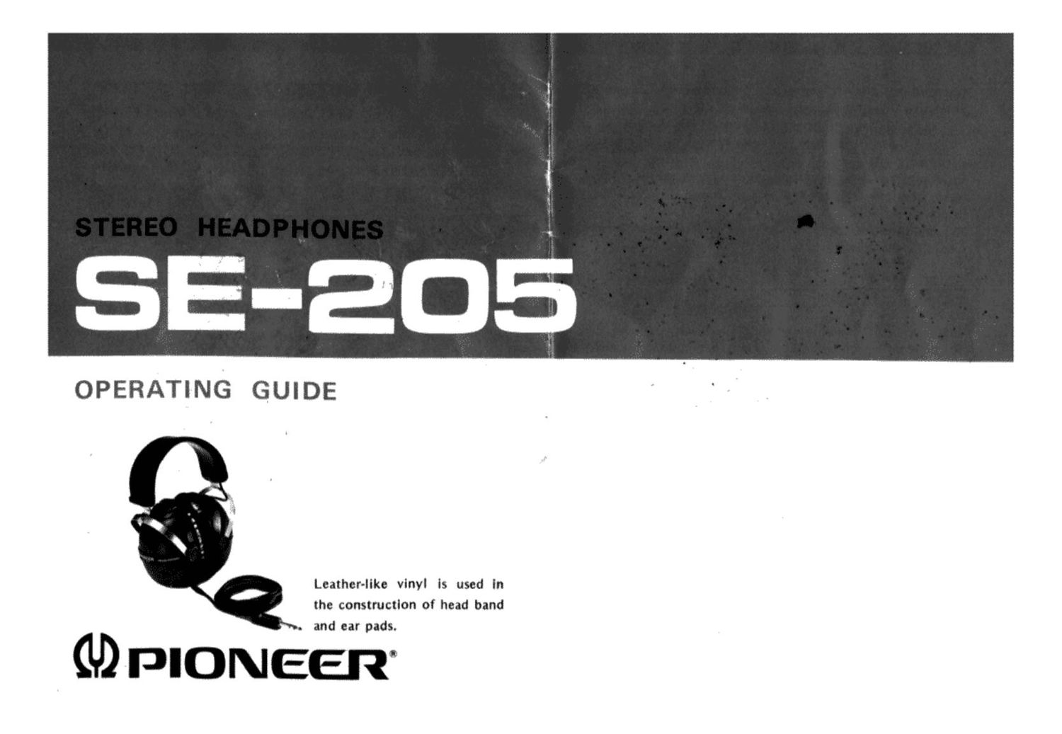 pioneer se 205 owners manual
