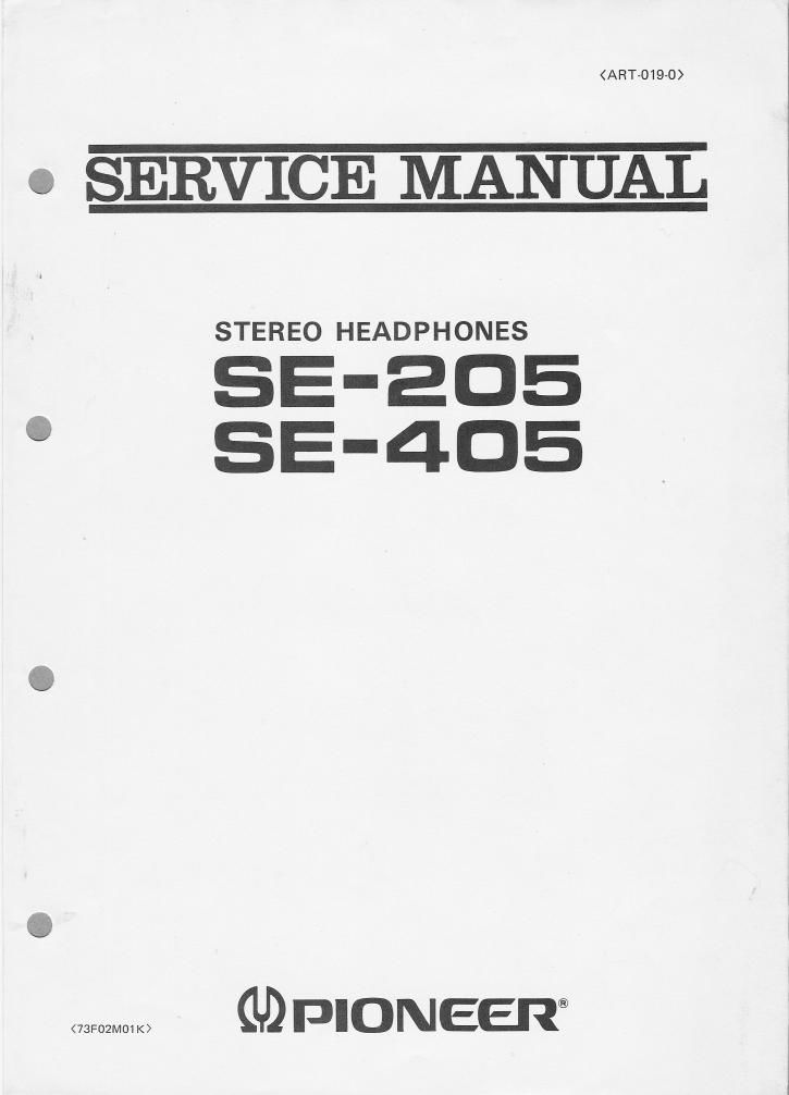 pioneer se 205 service manual