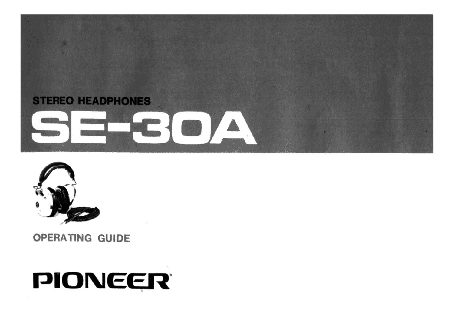 pioneer se 30 a owners manual