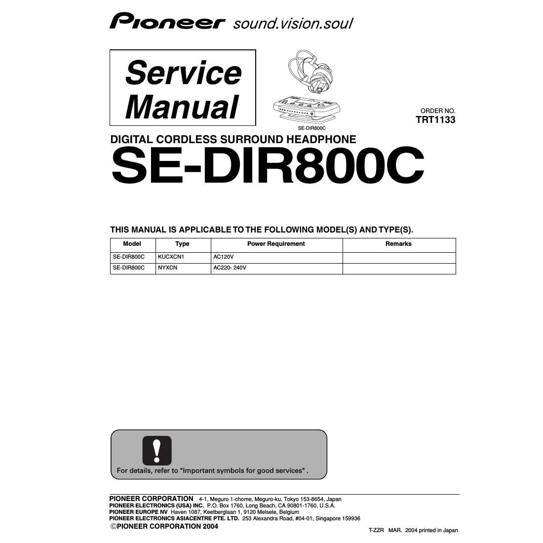 pioneer sedir 800 c service manual