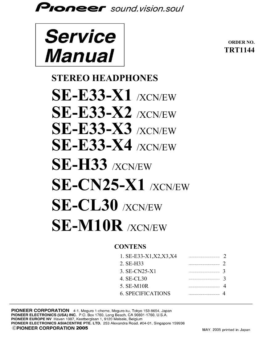 pioneer seh 33 service manual