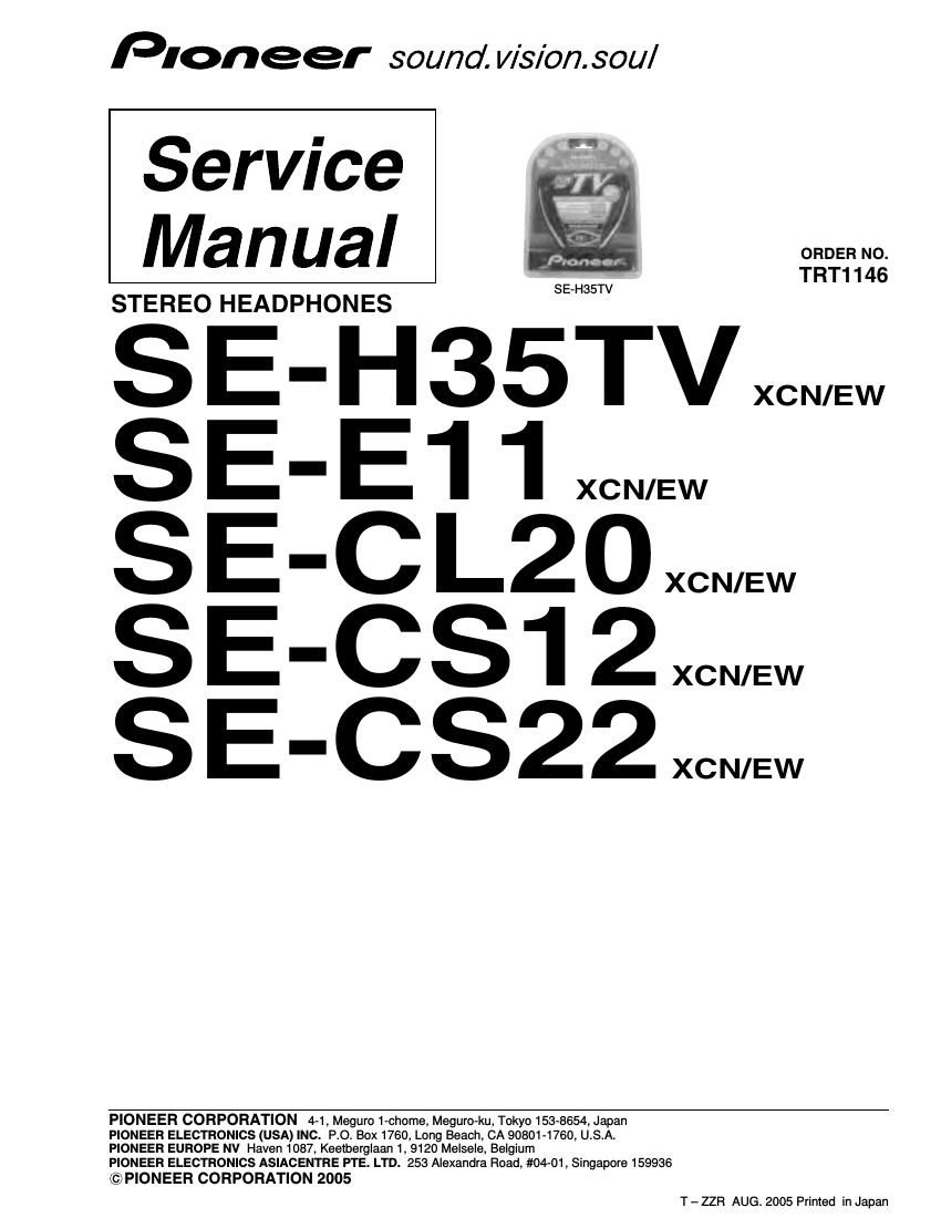 pioneer seh 35 tv service manual