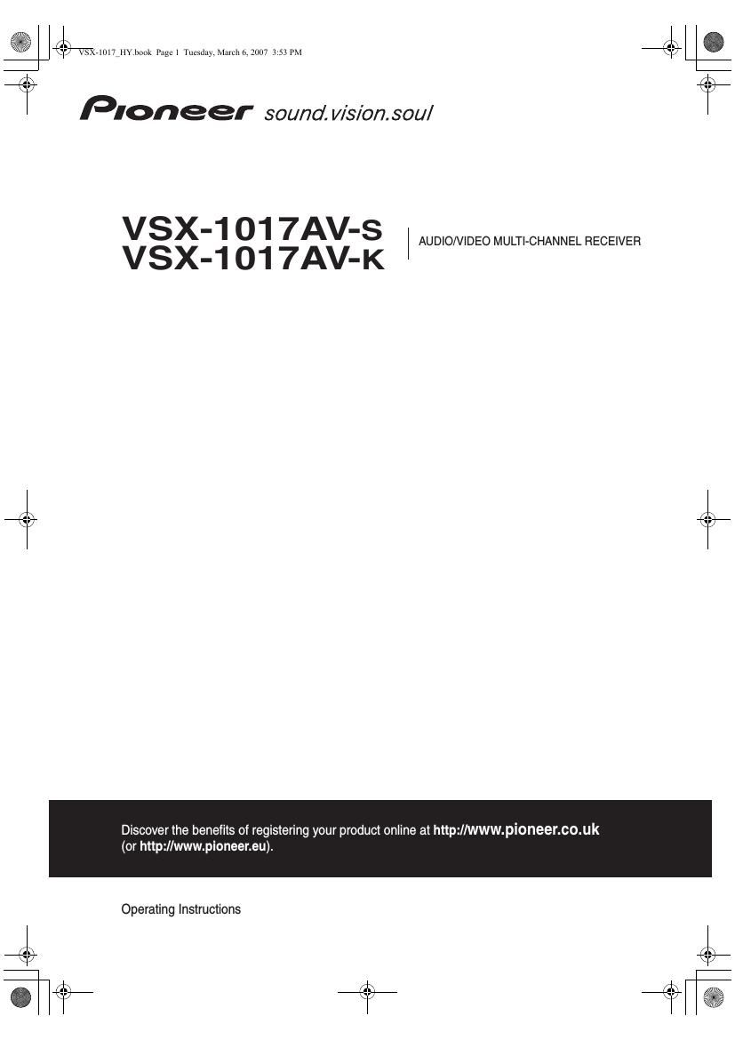 pioneer vsx 1017 av owners manual