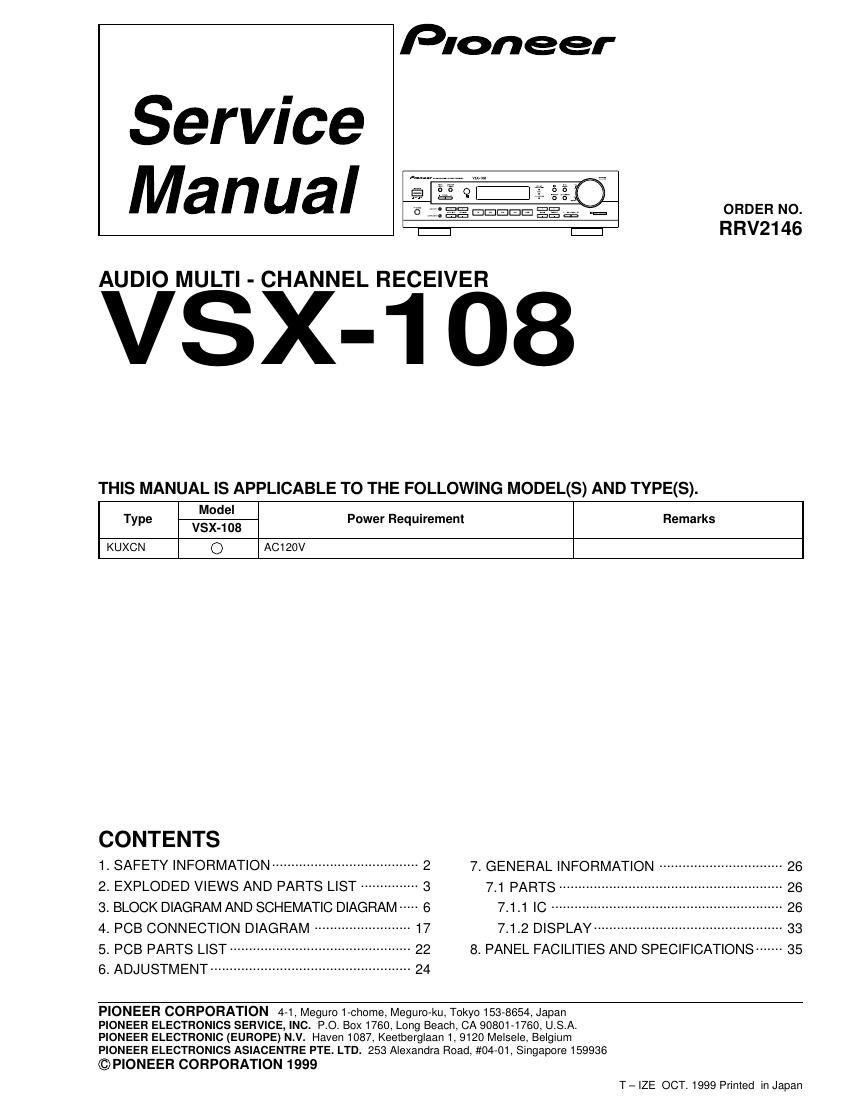 pioneer vsx 108 service manual