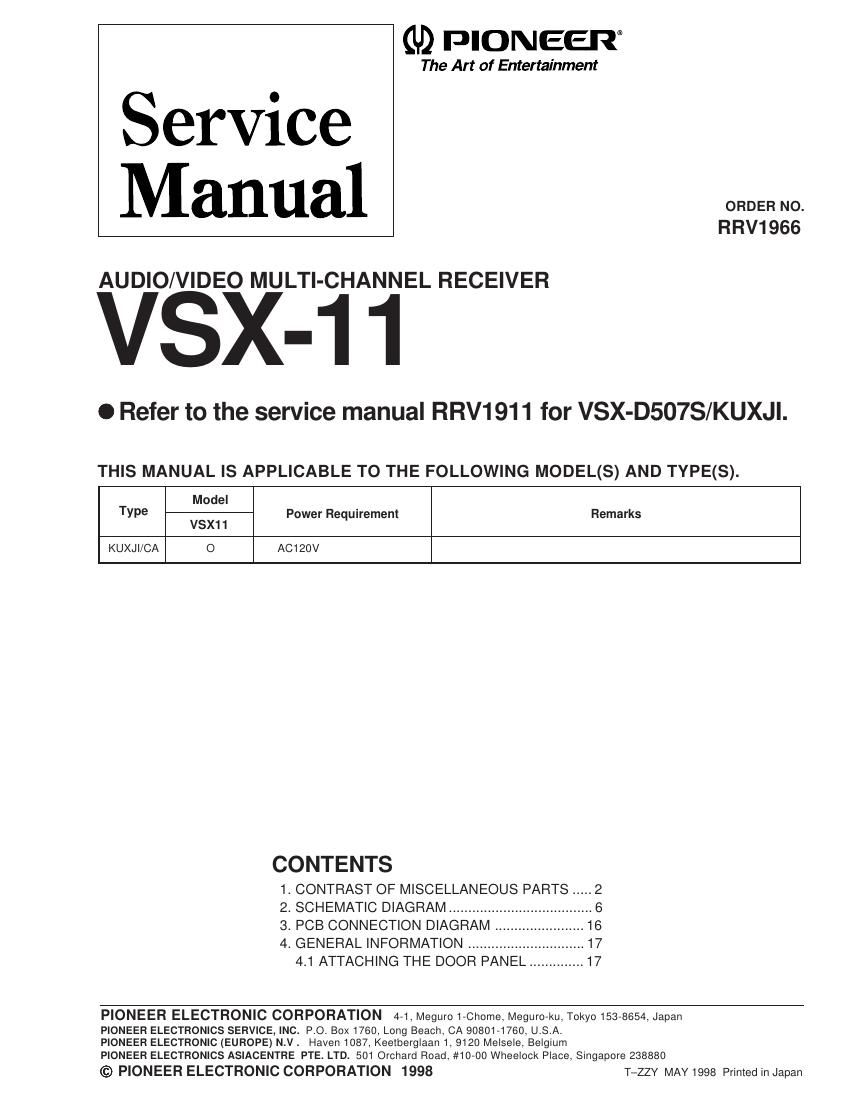 pioneer vsx 11 service manual