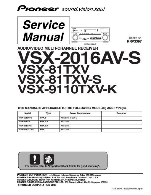 pioneer vsx 2016 av service manual