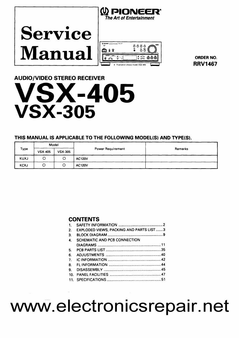 pioneer vsx 305 service manual