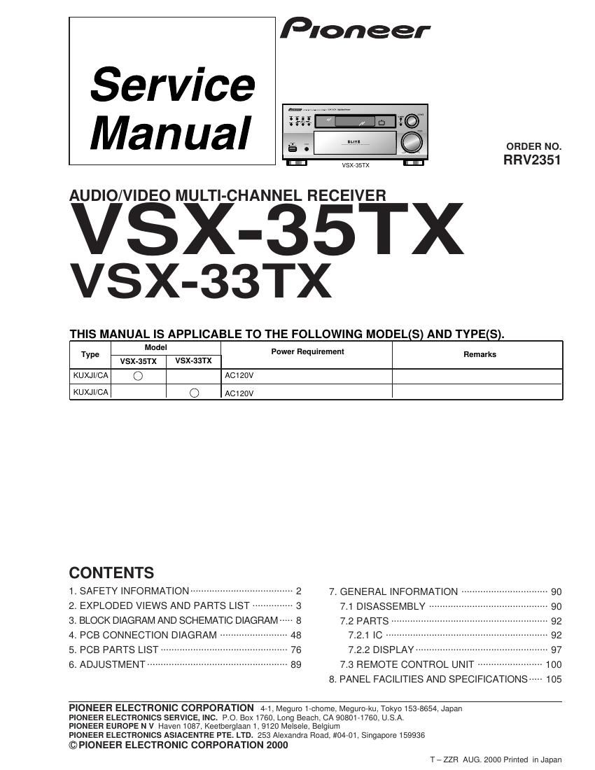 pioneer vsx 33 tx service manual