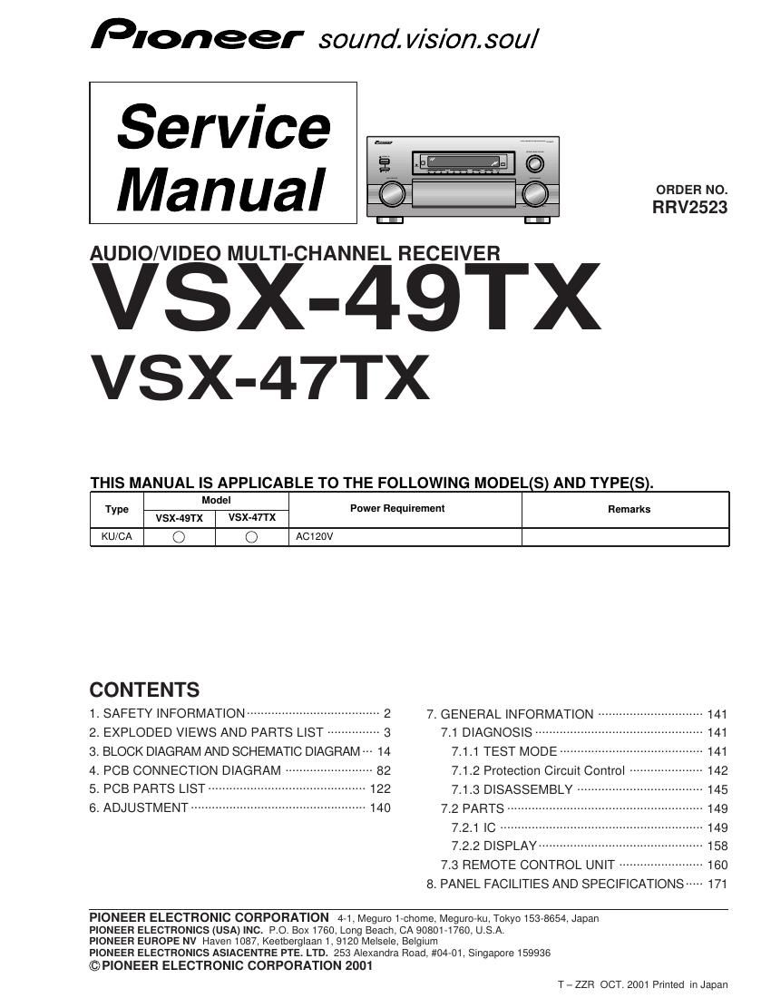 pioneer vsx 47 tx service manual