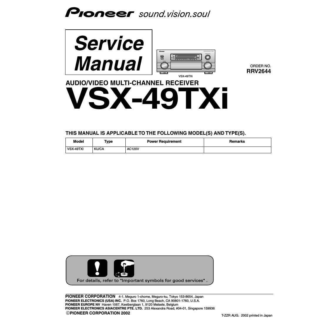 pioneer vsx 49 txi service manual