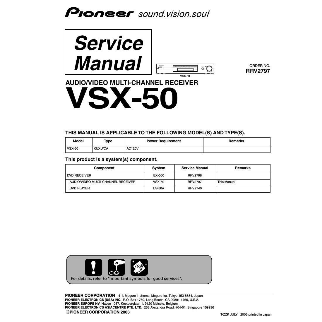 pioneer vsx 50 service manual