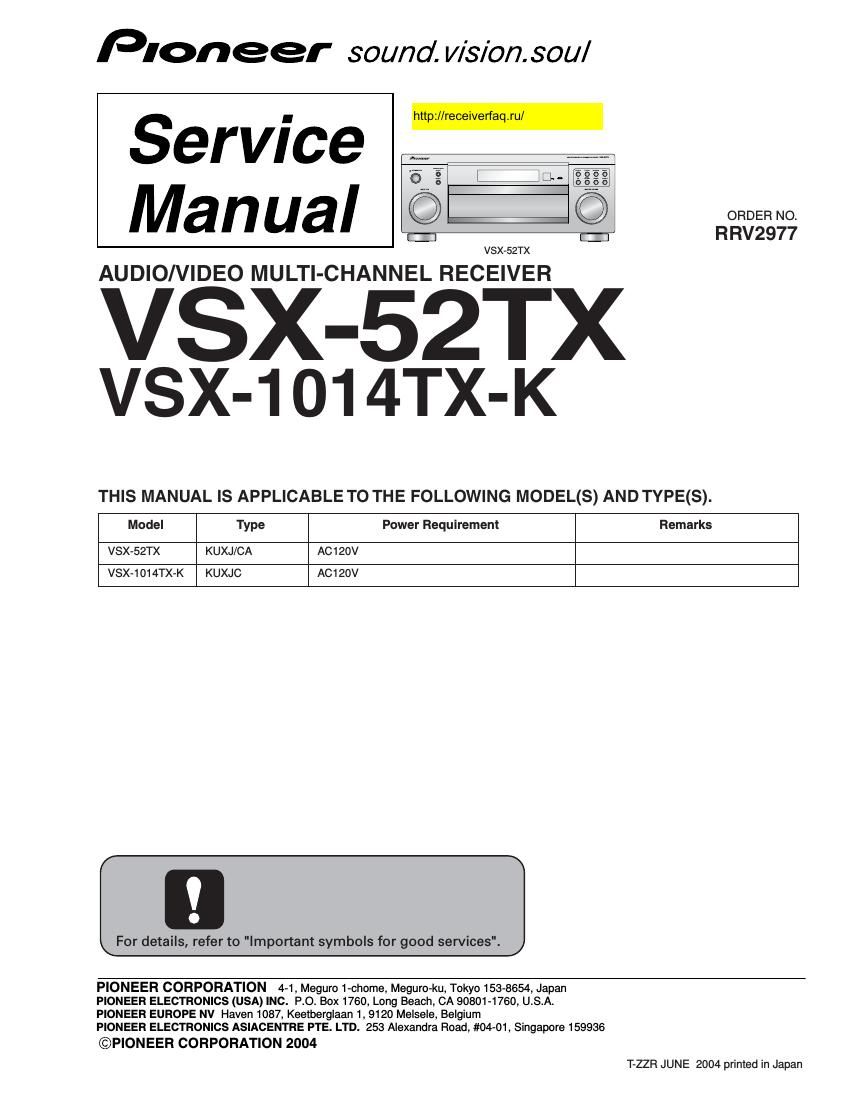 pioneer vsx 52 tx schematic