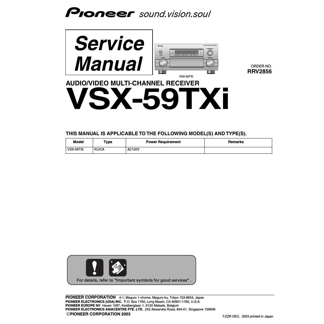 pioneer vsx 59 txi service manual