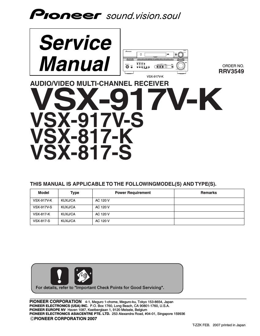 pioneer vsx 817 service manual