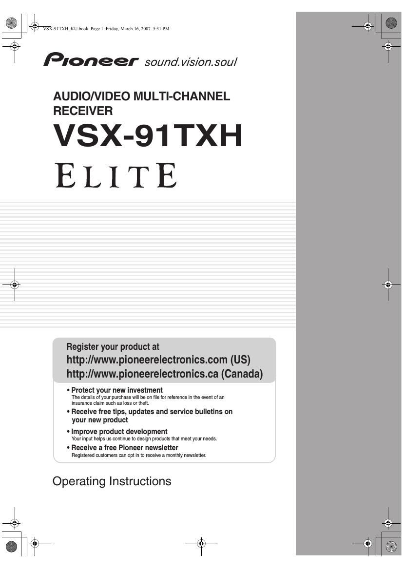 pioneer vsx 90 txh owners manual