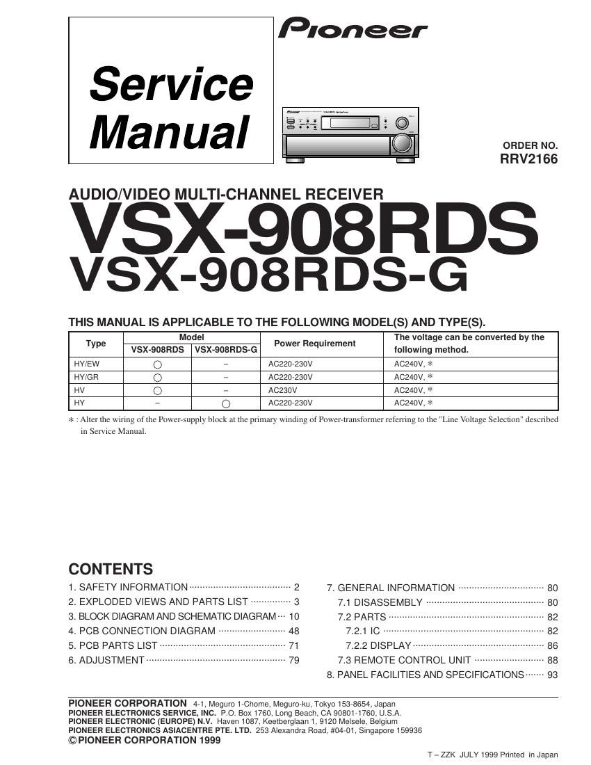 pioneer vsx 908 rdsg service manual
