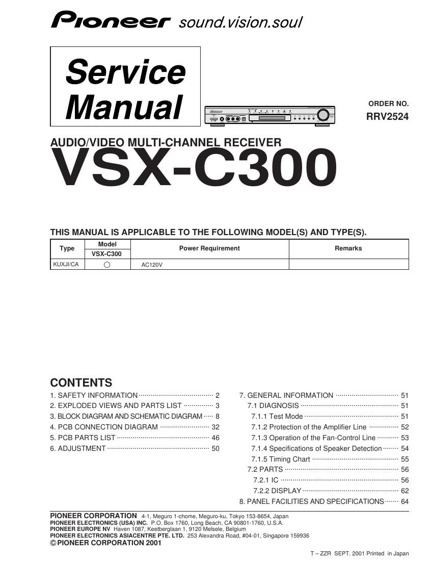 pioneer vsxc 300 service manual
