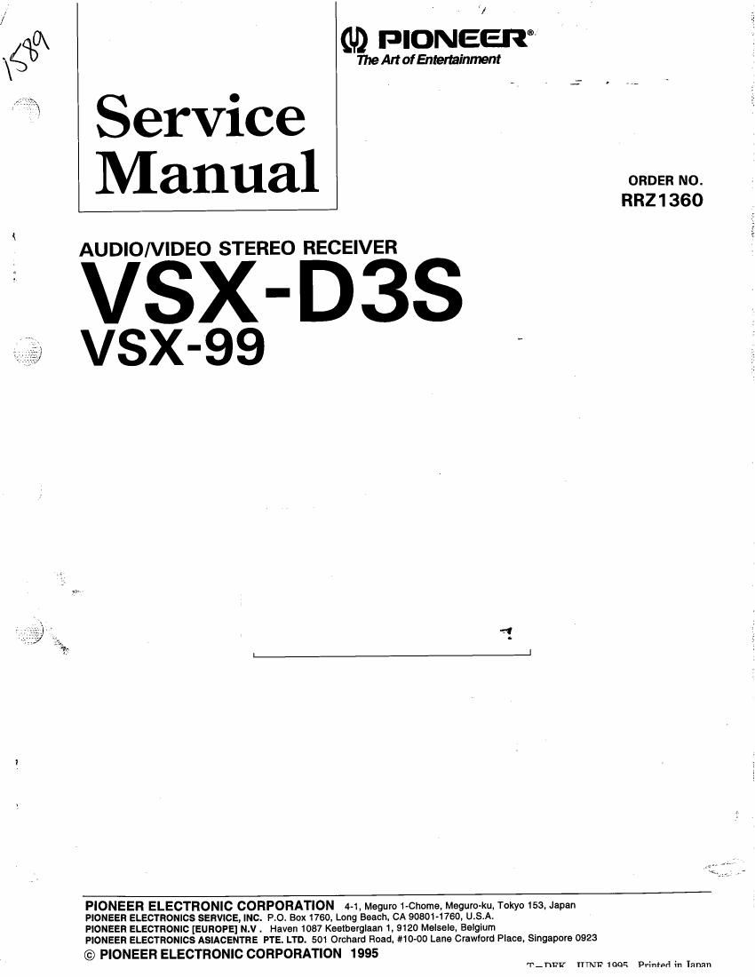 pioneer vsxd 3 s service manual