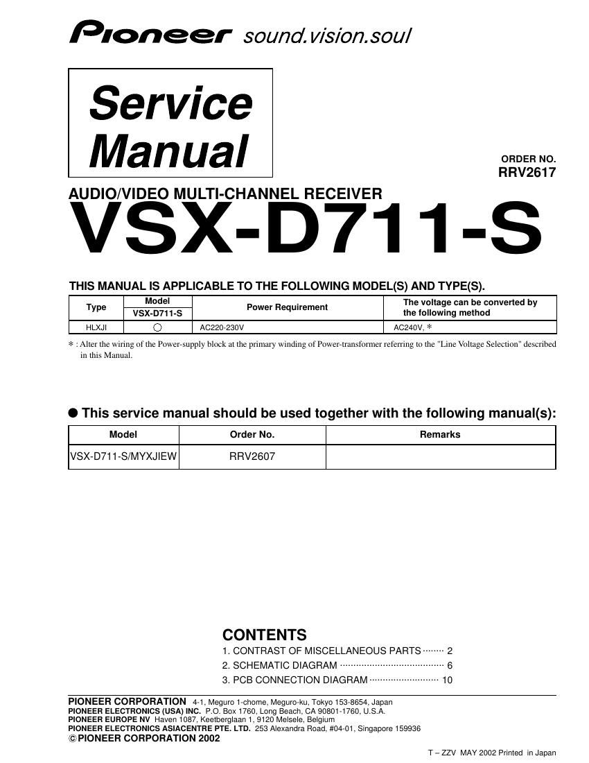 pioneer vsxd 711 service manual 2