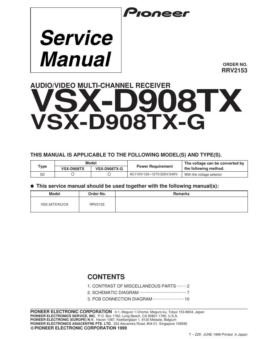 pioneer vsxd 908 tx service manual