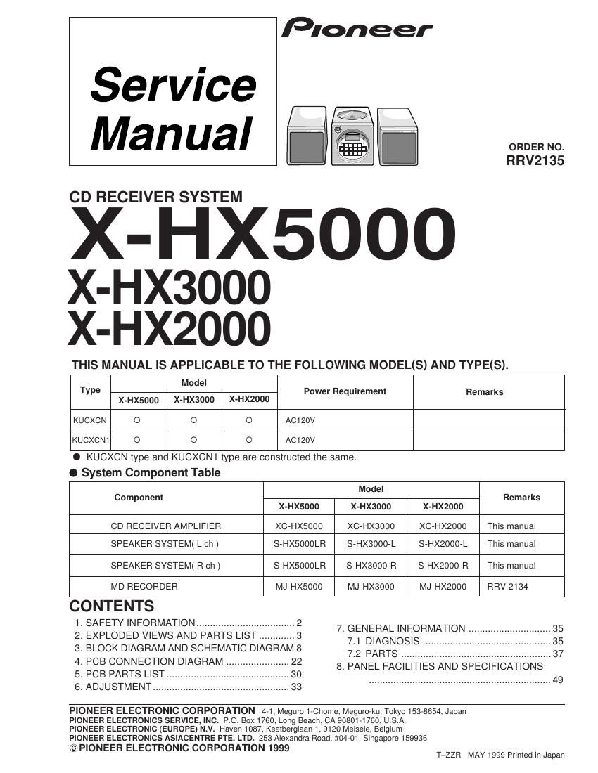 pioneer xhx 2000 service manual