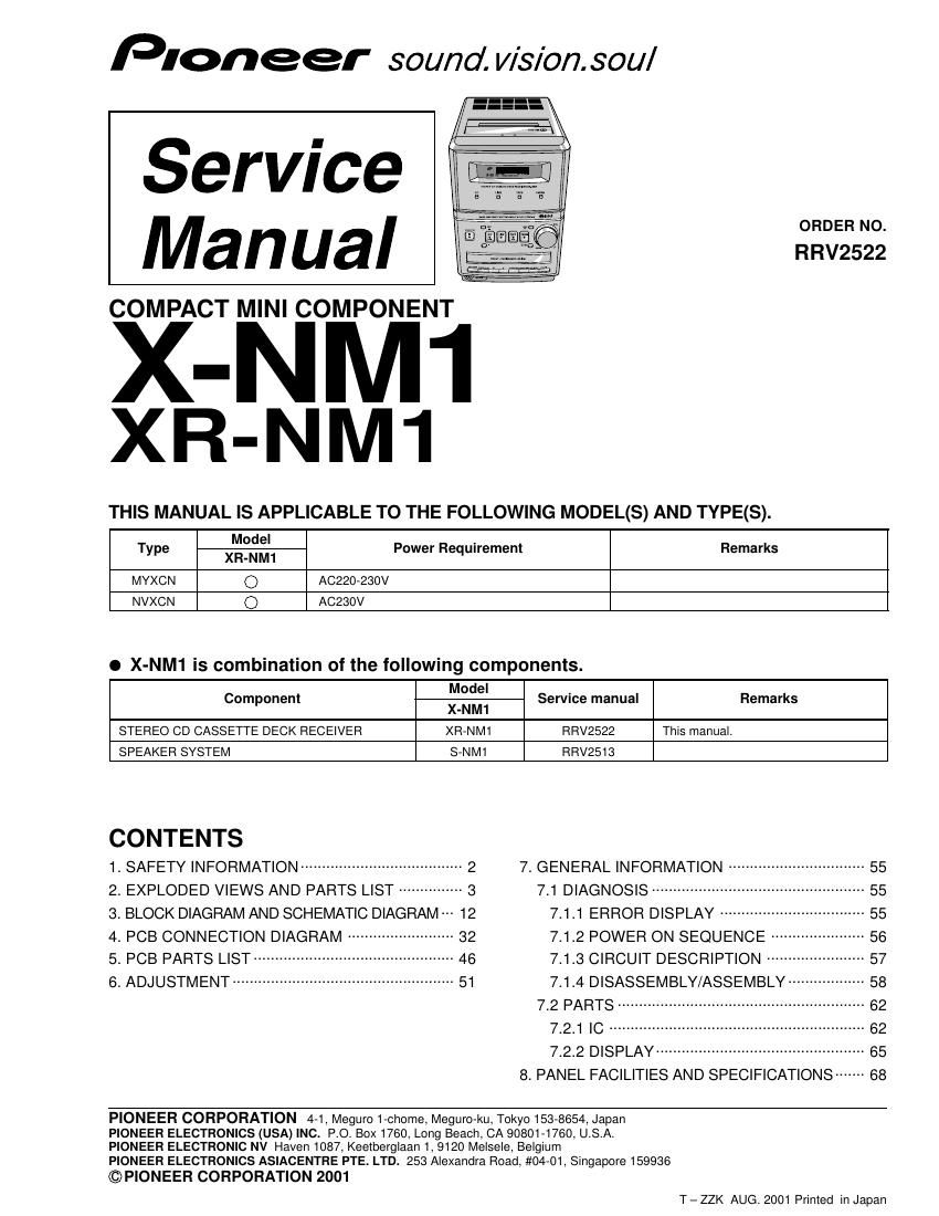 pioneer xnm 1 service manual