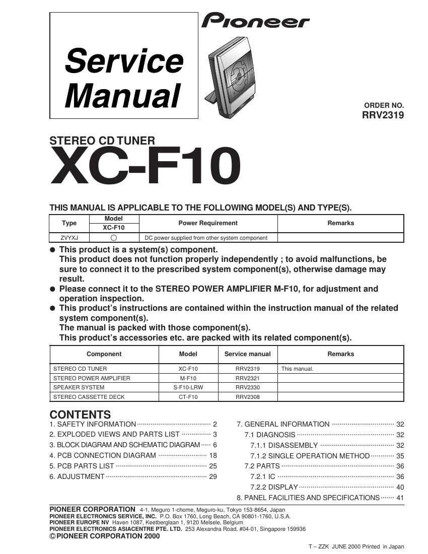 pioneer xcf 10 service manual