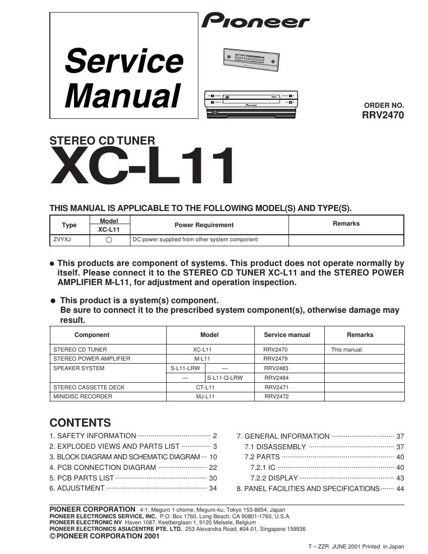 pioneer xcl 11 service manual