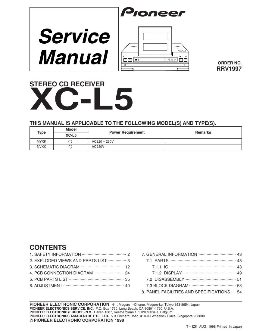 pioneer xcl 5 service manual