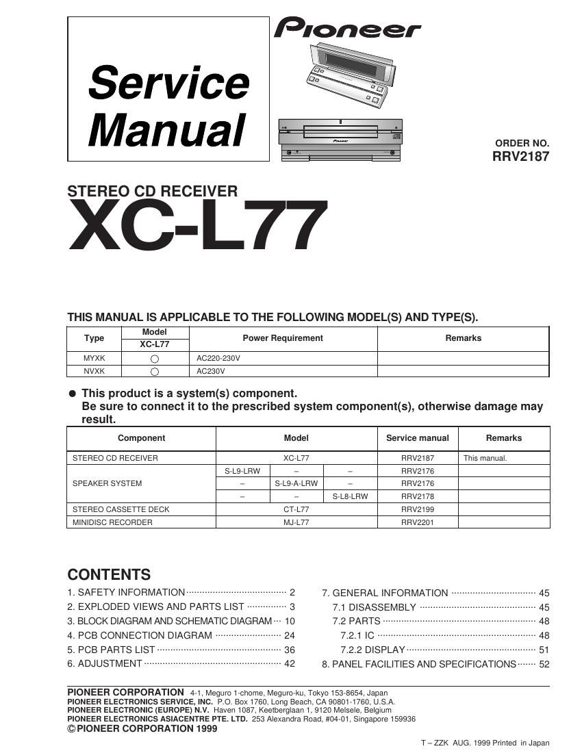 pioneer xcl 77 service manual