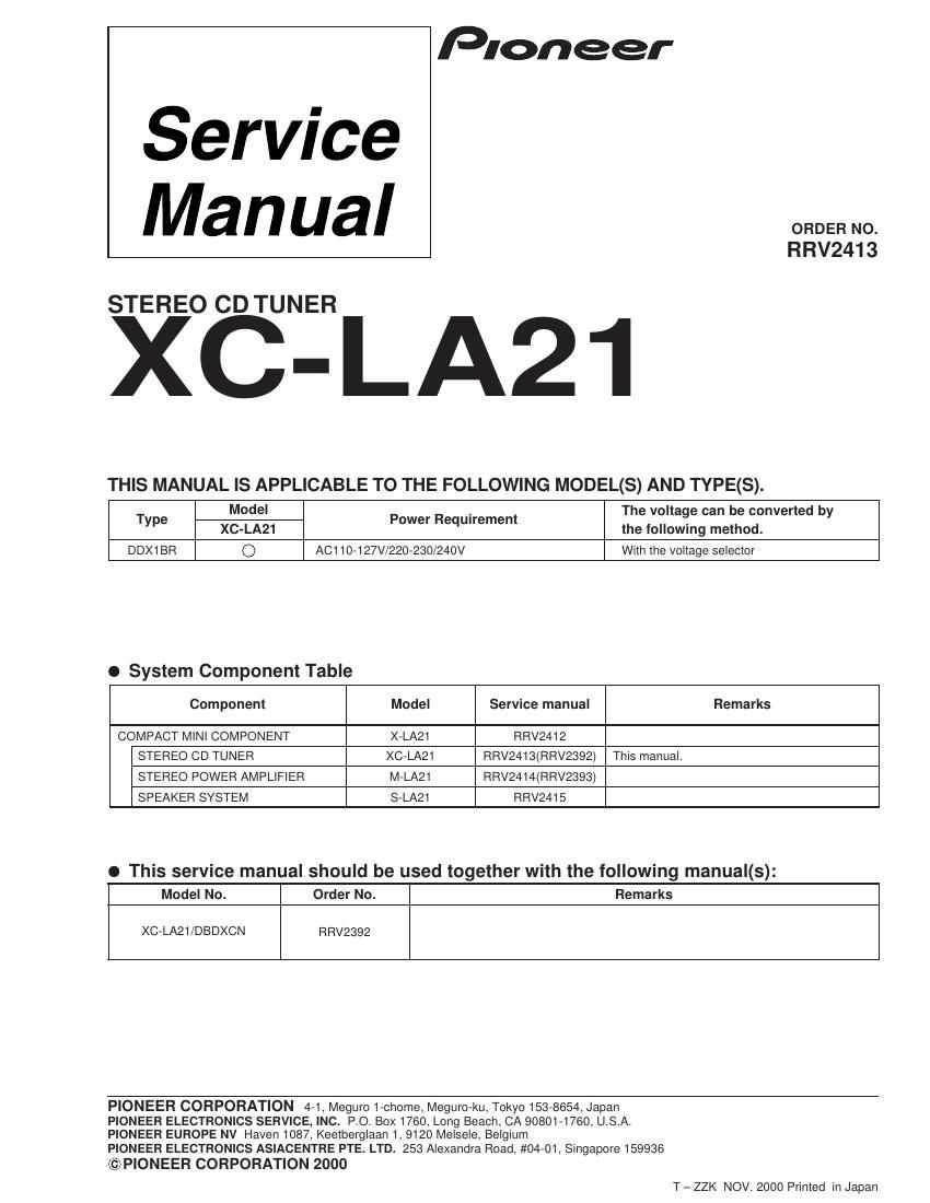 pioneer xcla 21 service manual