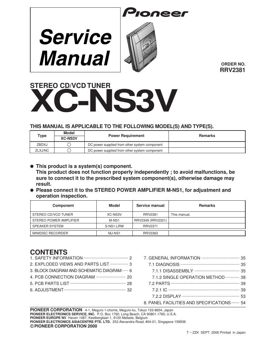 pioneer xcns 3 v service manual