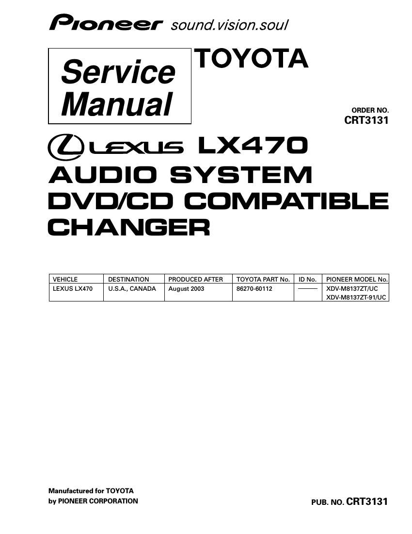 pioneer xdvm 8137 zt 91 service manual