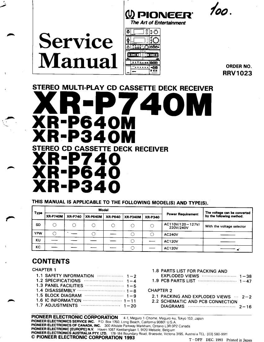 pioneer xrp 640 service manual