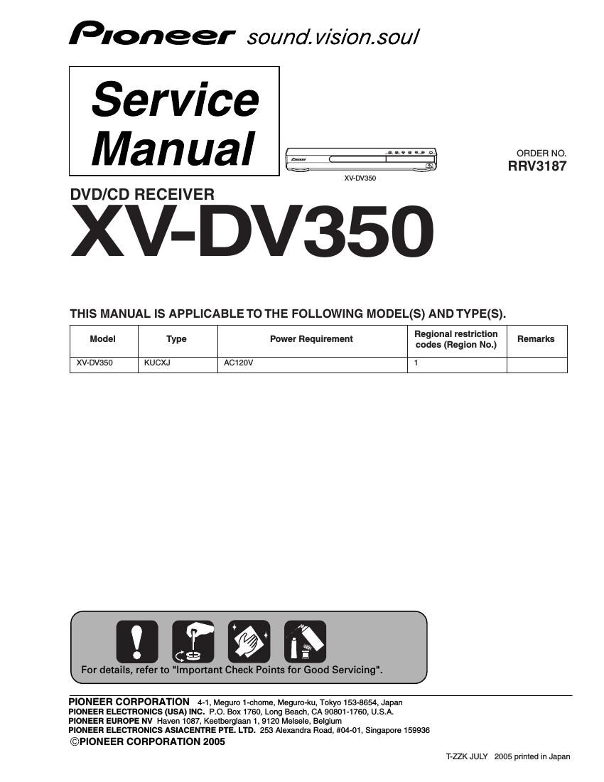 pioneer xvdv 350 service manual