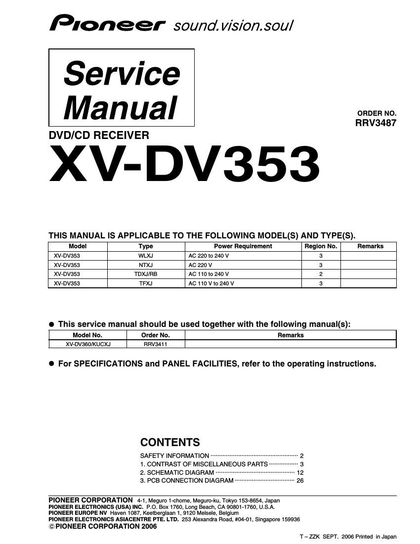 pioneer xvdv 353 service manual