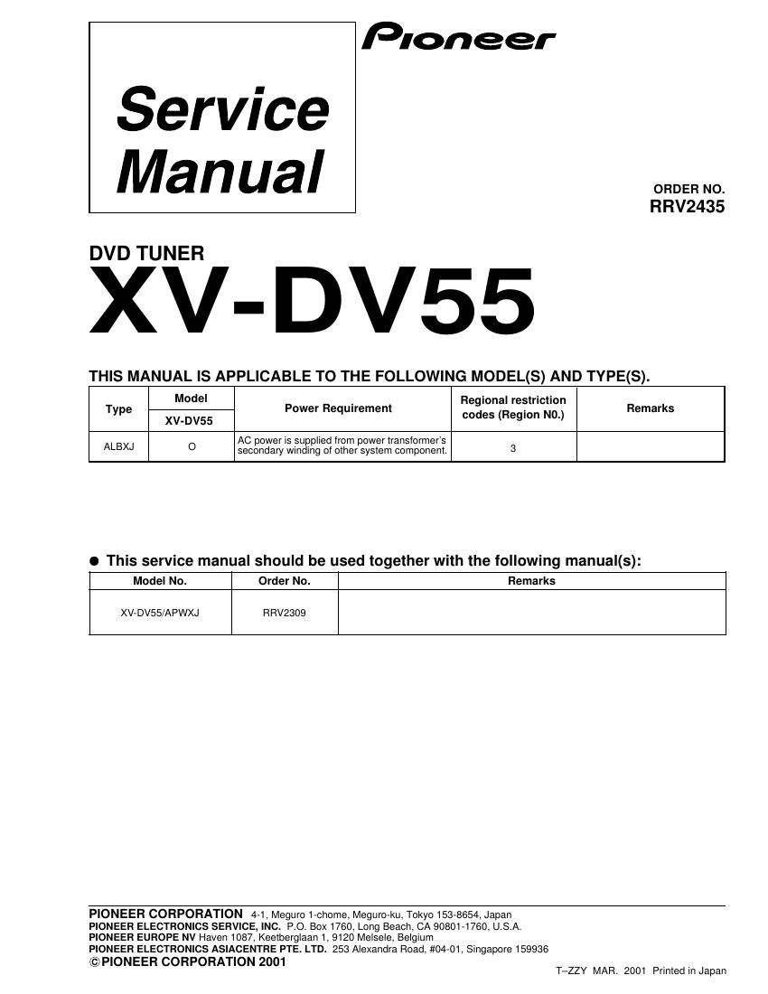 pioneer xvdv 55 service manual