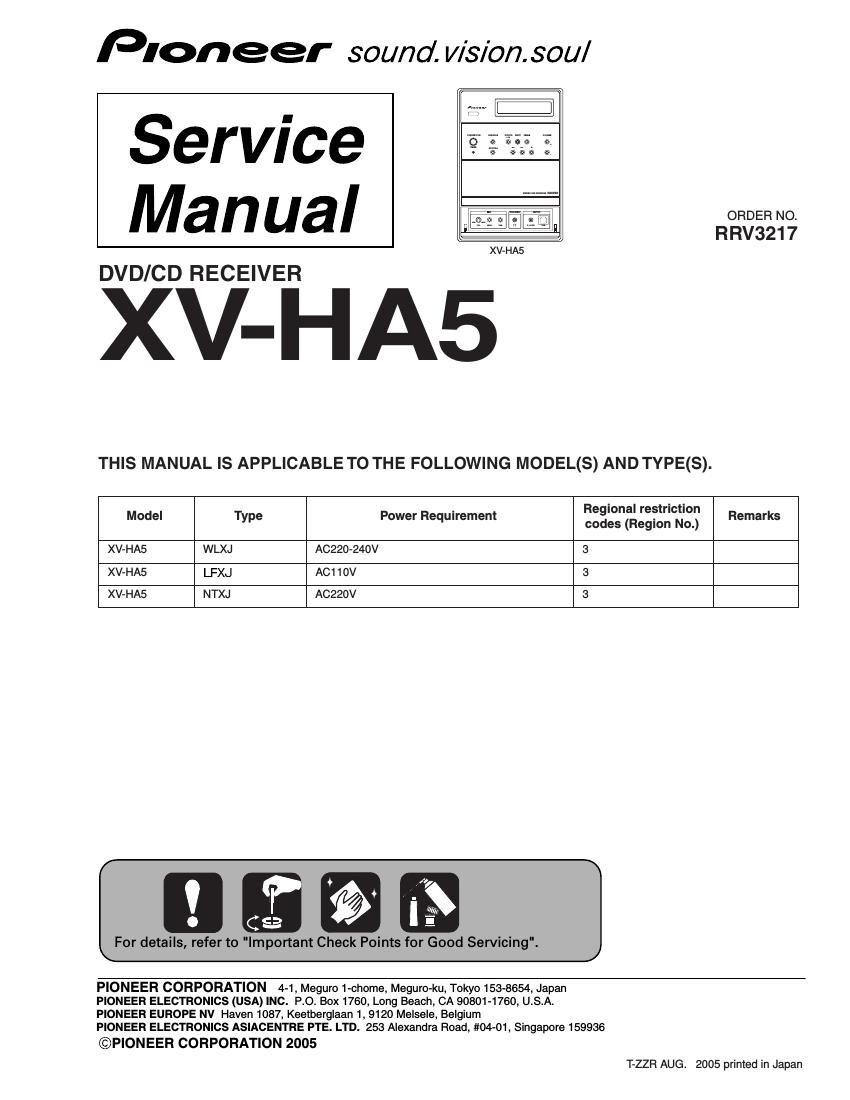 pioneer xvha 5 service manual