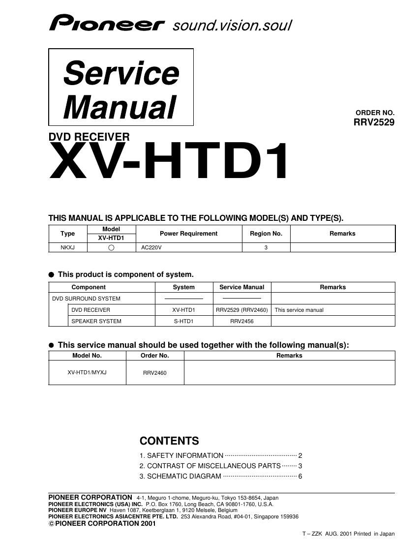 pioneer xvhtd 1 service manual