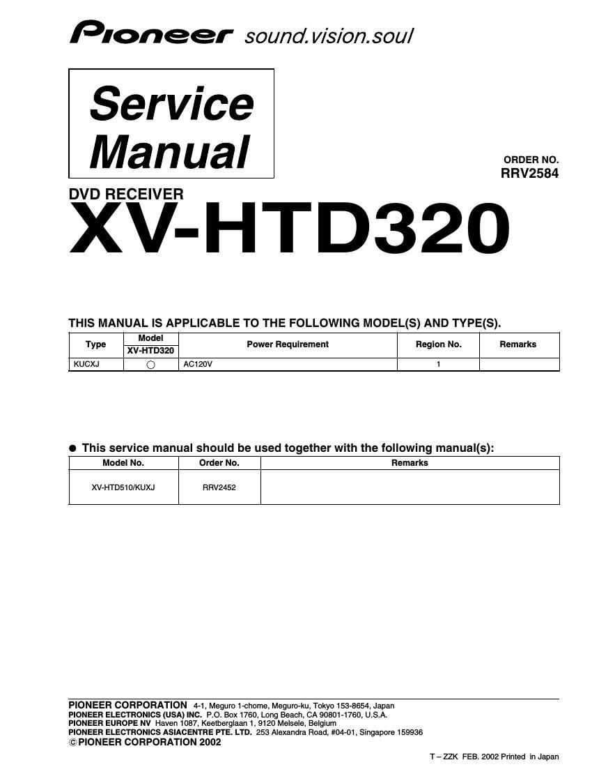 pioneer xvhtd 320 service manual