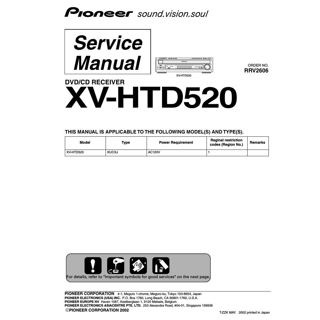 pioneer xvhtd 520 service manual